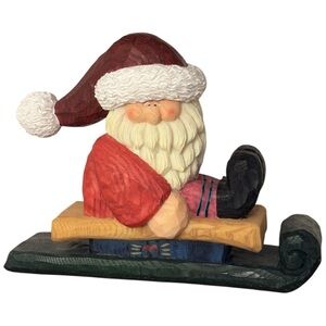 Crazy Mountain Vintage 90’s Santa Claus Sledding Christmas Holiday Decor.